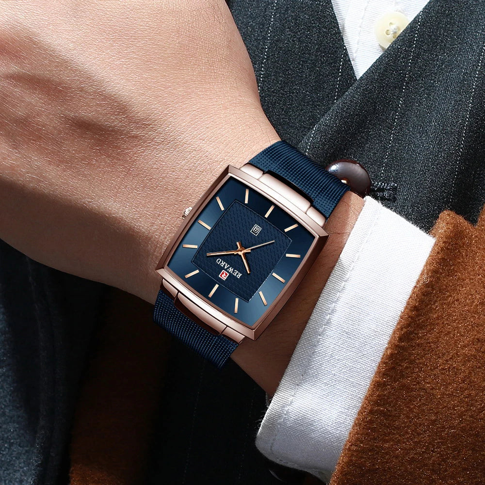 Fashion Blue Men'S Watches 2023 New Top Luxury Brand Watch Men Business Waterproof Stainless Steel Quartz Wristwatch