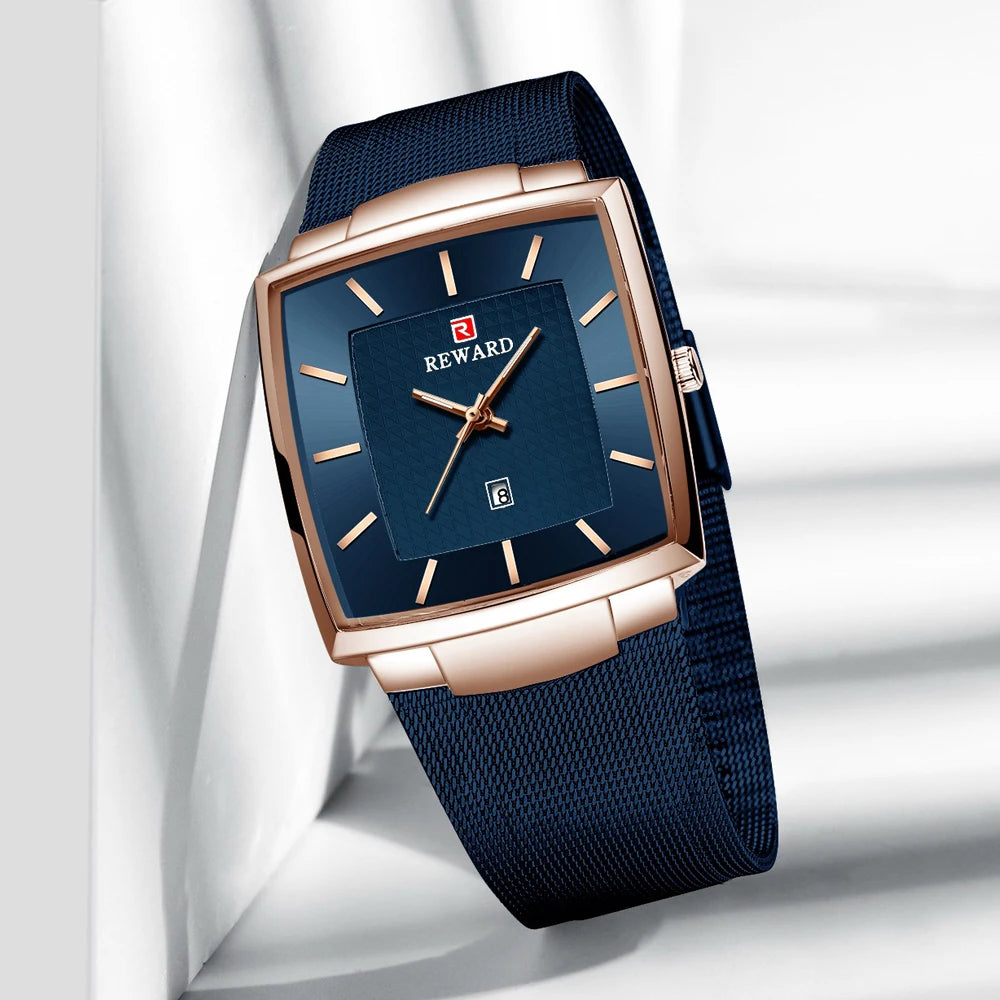 Fashion Blue Men'S Watches 2023 New Top Luxury Brand Watch Men Business Waterproof Stainless Steel Quartz Wristwatch