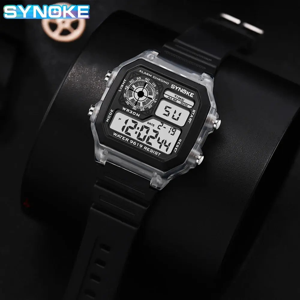 Digital Watches Men Sports Luminous Multifunction Waterproof Chrono Wristwatch Outdoor and Running Student Seven Lights