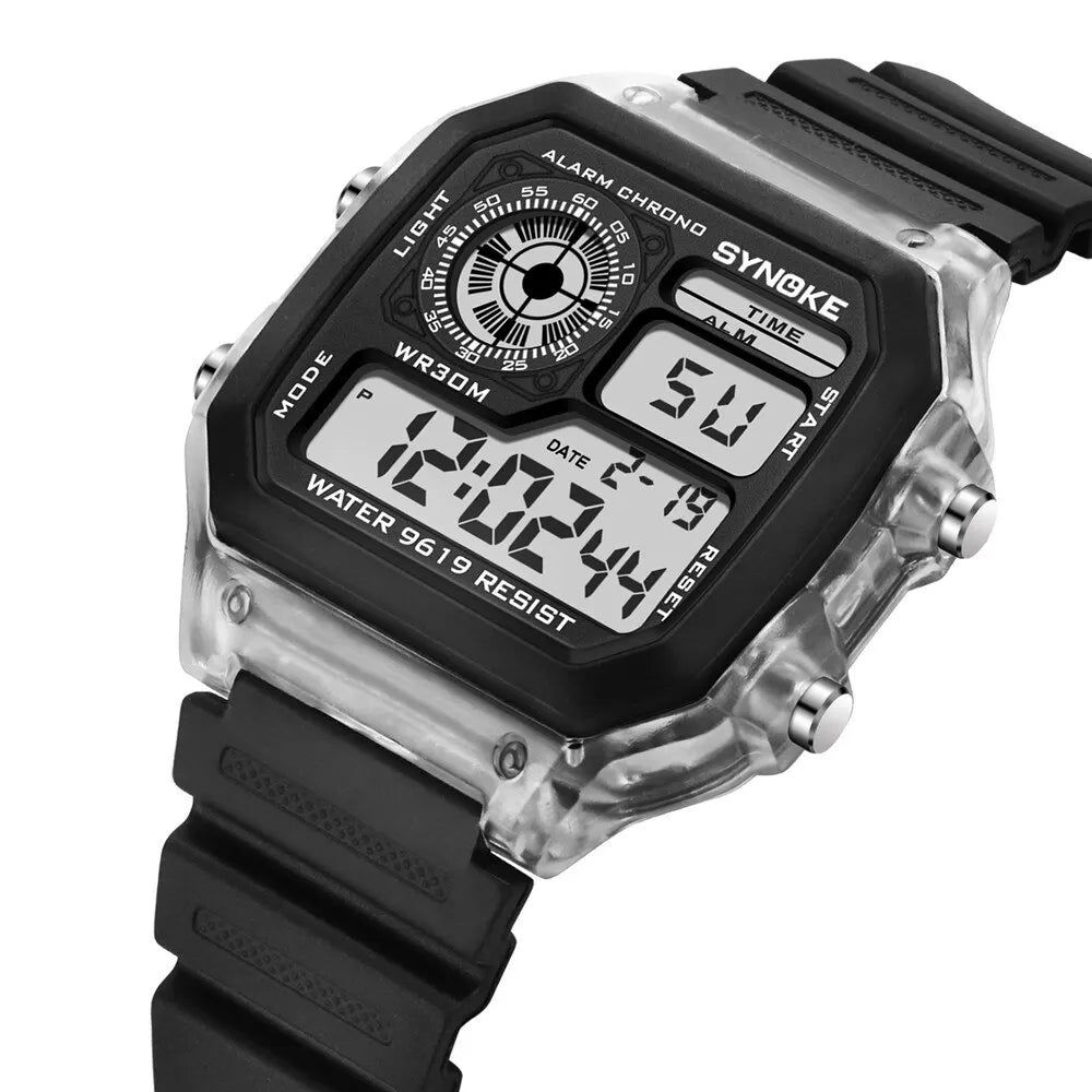 Digital Watches Men Sports Luminous Multifunction Waterproof Chrono Wristwatch Outdoor and Running Student Seven Lights