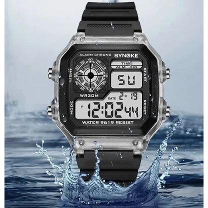 Digital Watches Men Sports Luminous Multifunction Waterproof Chrono Wristwatch Outdoor and Running Student Seven Lights